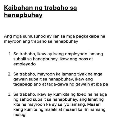 Ano ang kaibahan ng trabaho at hanapbuhay magbigay ng halimbawa